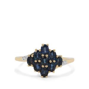 Nigerian Blue Sapphire & Diamond 9K Gold Ring ATGW 1.41cts