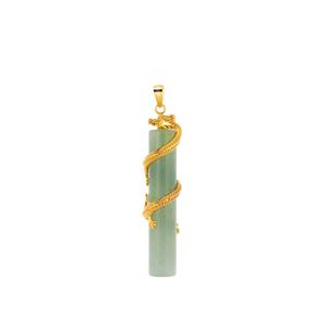 40.30cts Green Aventurine Gold Tone Sterling Silver Pendant 