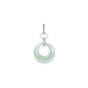 35.50ct Type A White and Green Jadeite Sterling Silver Pendant 