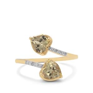 Csarite® & Diamond 9K Gold Ring ATGW 1.65cts