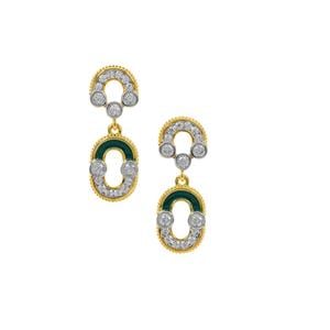 1.30ct Ratanakiri Zircon Midas Earrings With Green Enameling 