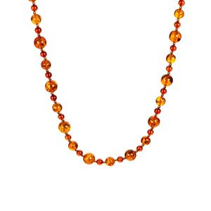 Baltic Cognac and Cherry Amber Gold Tone Sterling Silver Necklace