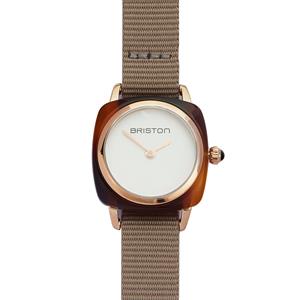 Clubmaster Lady Double Wrap Taupe Nato Strap White Dial Watch in Stainless Steel