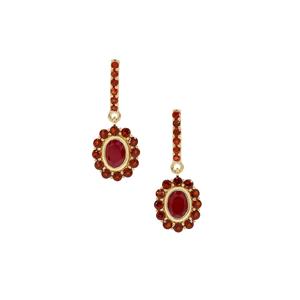 Burmese Ruby & Rajasthan Garnet 9K Gold Earrings ATGW 3.85cts