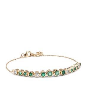 Ethiopian Emerald Bracelet with White Zircon in 9K Gold 2.30cts