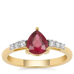 Nigerian Rubellite Ring with Diamond in 18K Gold 1.15cts