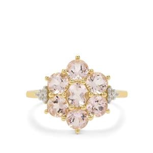 Idar Pink Morganite & White Zircon 9K Gold Ring ATGW 2.20cts