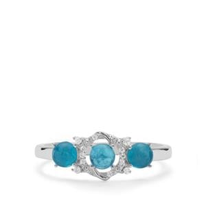 Neon Apatite & White Zircon Sterling Silver Ring ATGW 1.08cts