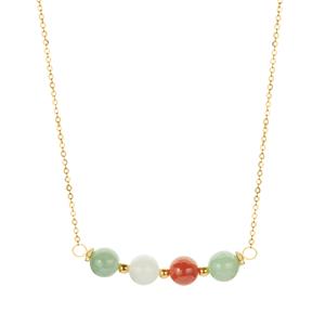 15ct Multi-Colour Type A Jadeite Gold Tone Sterling Silver Necklace