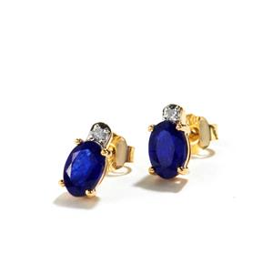 Blue Sapphire 9K Gold Earrings