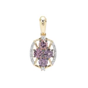 Pink Spinel Pendant with White Zircon in 9K Gold 1.06cts