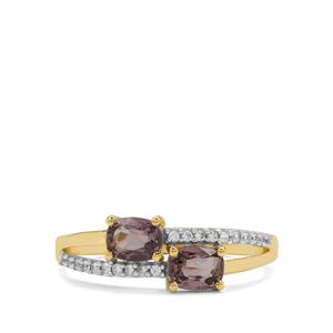 Burmese Purple Spinel & White Zircon 9K Gold Ring ATGW 1.25cts