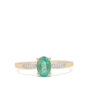 Malysheva Emerald & Diamond 9K Gold Ring ATGW 0.80ct