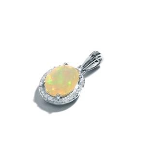 Opal & White Zircon Sterling Silver Pendant 