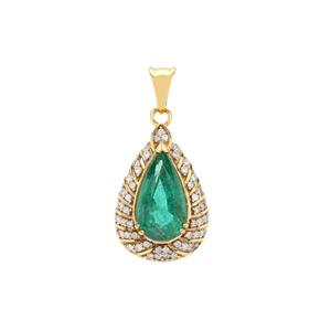 Zambian Emerald & Diamond 18K Gold Pendant MTGW 4.24cts