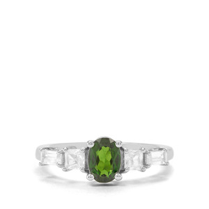Chrome Diopside & White Zircon Sterling Silver Ring ATGW 1.61cts