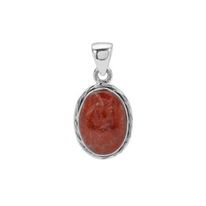 9.50ct Red Horn Coral Sterling Silver Aryonna Pendant