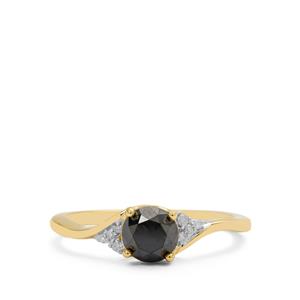 1.13ct Black, White Diamonds 9K Gold Ring