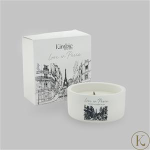 Kimbie Home Love In Paris White Ceramic 200gm Candle 