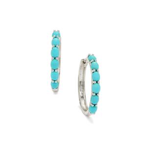 2cts Sleeping Beauty Turquoise Sterling Silver Earrings 