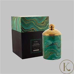The House Of Malachite by Kimbie Home 300gm Ceramic Candle With Malachite 