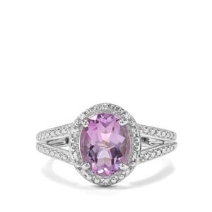 Moroccan Amethyst & White Zircon Sterling Silver Ring ATGW 2.40cts