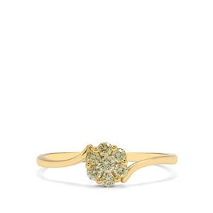 1/4ct Natural Yellow Diamonds 9K Gold Ring 