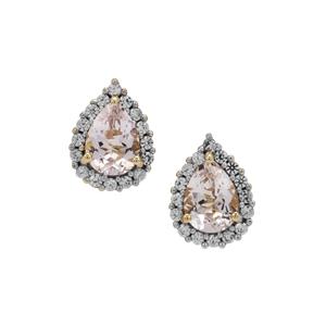 Idar Pink Morganite & White Zircon 9K Gold Earring ATGW 1.55cts