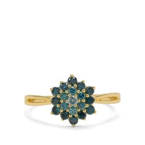 1/2ct Blue Ombre Diamonds 9K Gold Ring 