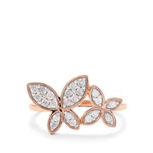 1/3ct Diamond 9K Rose Gold Butterfly Ring 