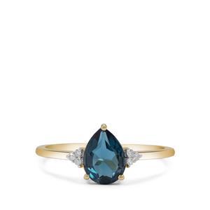 London Blue Topaz & Diamond 9K Gold Ring