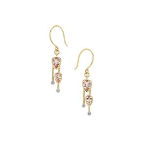 Cherry Blossom™ Morganite & Diamond 9K Gold Earrings ATGW 1.10cts