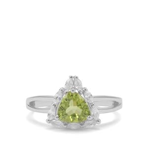 Red Dragon Peridot & White Zircon Sterling Silver Ring ATGW 1.81cts