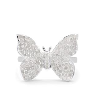 1ct Diamond Sterling Silver Butterfly Ring 