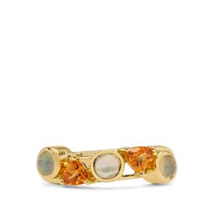 Ethiopian Opal & Mandarin Garnet 9K Gold Ring ATGW 1.05cts