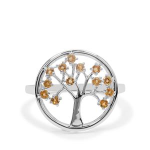 0.25ct Diamantina Citrine Sterling Silver Tree of Life Ring 