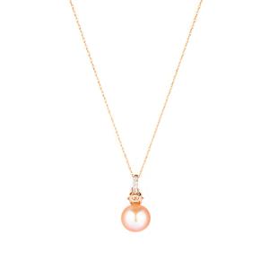 Naturally Pink Cultured Pearl & Diamond 10K Rose Gold Necklace (8.50mm)