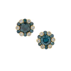 1/2ct Blue Diamonds & White Diamonds 9K Gold Earrings