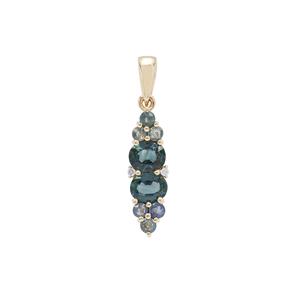 Nigerian Blue Sapphire Pendant with Diamond in 9K Gold 1.65cts