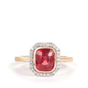 Mahenge Red Spinel & Diamond 18K Rose Gold Ring MTGW 2.21cts