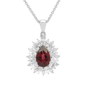 Umbalite Garnet & White Zircon Sterling Silver Necklace ATGW 6.60cts