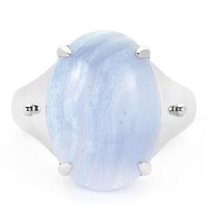 10.16ct Blue Lace Agate Sterling Silver Ring