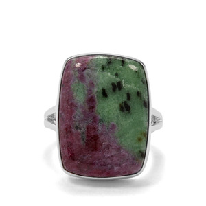 18.38ct Ruby-Zoisite Sterling Silver  Indus Valley Ring 