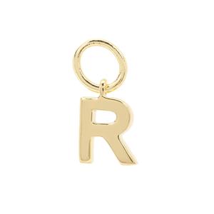 Molte R Letter Charm in Gold Plated Silver