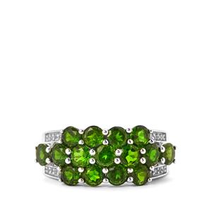 Chrome Diopside & White Topaz Sterling Silver Ring ATGW 3.04cts
