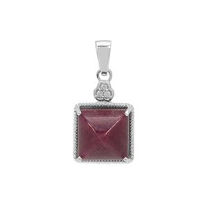 Sugarloaf Bharat Ruby & White Zircon Sterling Silver Pendant ATGW 13.10cts