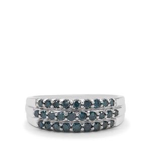 2/3ct Blue Diamond Sterling Silver Ring