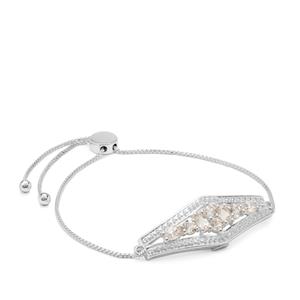 Champagne Danburite Slider Bracelet with White Zircon in Sterling Silver 1.60cts