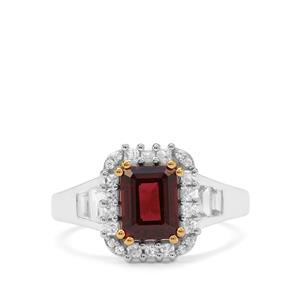 Nampula Garnet & White Zircon Sterling Silver Ring ATGW 2.85cts