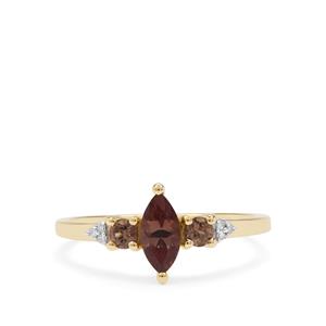 Bekily Colour Change Garnet Ring with Diamond in 9K Gold 0.90ct